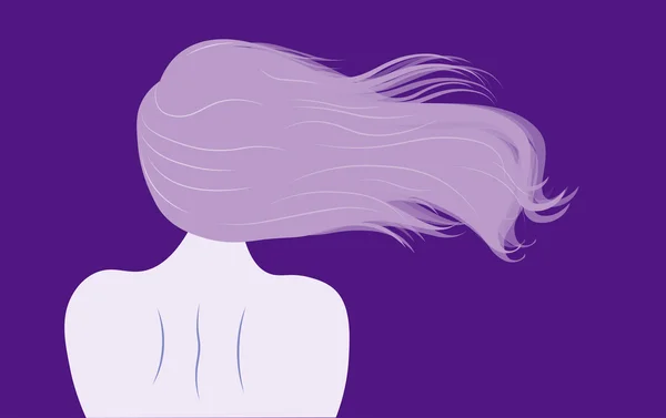 Ilustración vectorial de la silueta de la mujer con cabello hermoso — Vector de stock