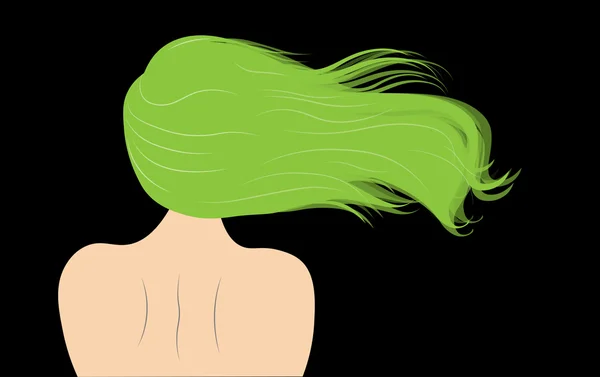 Illustrazione vettoriale della silhouette femminile con bei capelli — Vettoriale Stock
