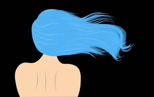 美しい髪を持つ女性のシルエットのベクター イラスト — ストックベクタ