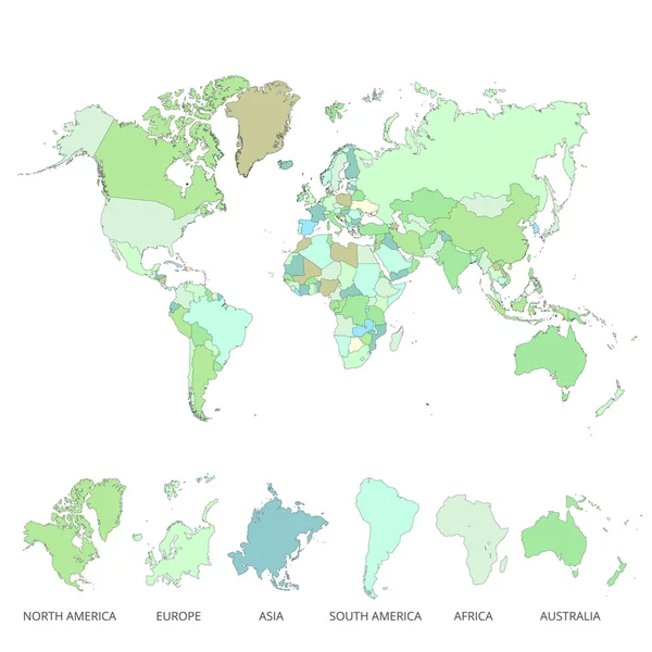 Mapa země světa barevné. Vektorové ilustrace. — Stockový vektor