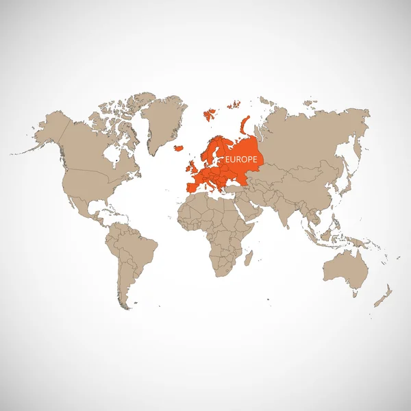 Weltkarte mit dem Zeichen des Landes. Europa. Vektorillustration. — Stockvektor
