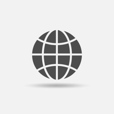 Küresel çözüm simgesi. Anahat stili. Vektör çizim.