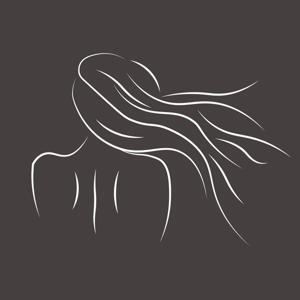 Güzel uzun saçlı kadının siluet vektör çizim — Stok Vektör