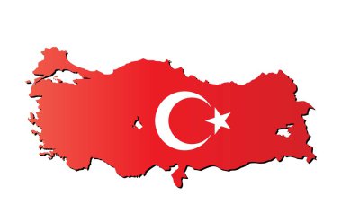 Türkiye Haritası bayrak renkleri. Vektör çizim.
