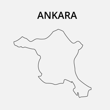 Ankara harita. Türkiye'nin başkenti. Vektör çizim.