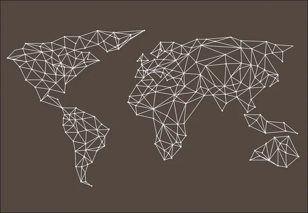 Mappa del mondo astratta poligonale. Illustrazione vettoriale . — Vettoriale Stock