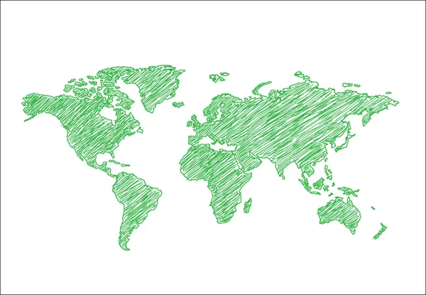 Mapa del mundo dibujado. Ilustración vectorial . — Vector de stock