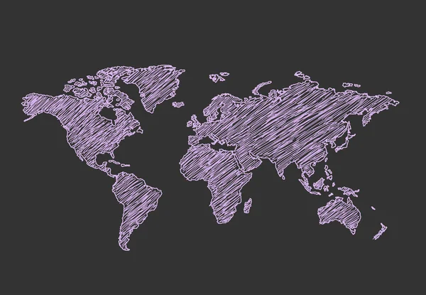 Weltkarte gezeichnet. Vektorillustration. — Stockvektor