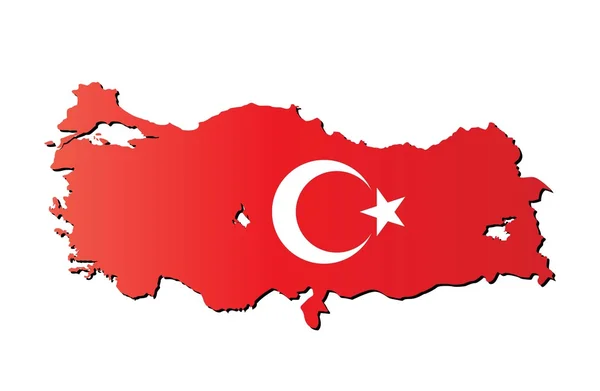 Törökország Térkép zászló színekkel. Vektoros illusztráció. — Stock Vector