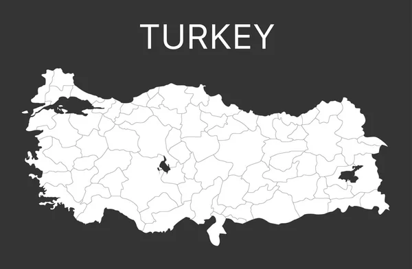 Egy nagy és részletes Térkép Törökország régiók, felosztás és szigetek. Mark a főbb városokban. Vektoros illusztráció. — Stock Vector