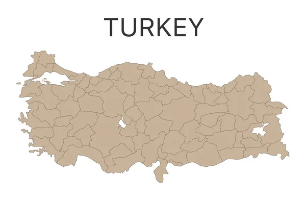 Um mapa grande e detalhado da Turquia com todas as regiões, subdivisões e ilhas. Marque as principais cidades. Ilustração vetorial . —  Vetores de Stock