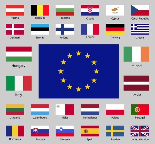Flaggen der Europäischen Union. Vektorillustration. — Stockvektor