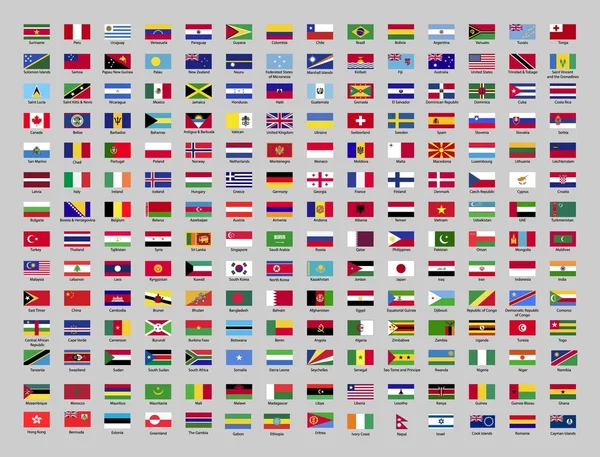 Flags of the world with the name of the country. Vector illustration. — Stock Vector