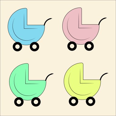 Çocuk arabası renkli simge