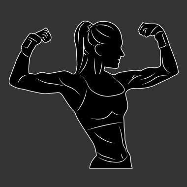 Fitness kız kroki gri arka plan