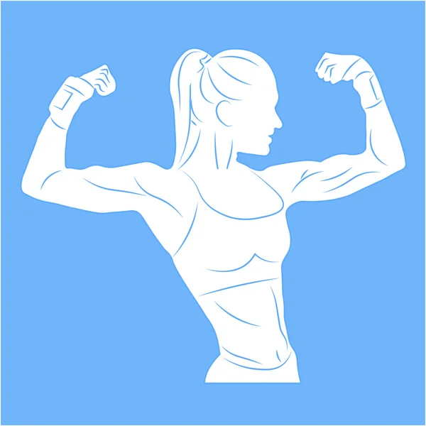 Fitness girl sketch blue background — Stock Vector