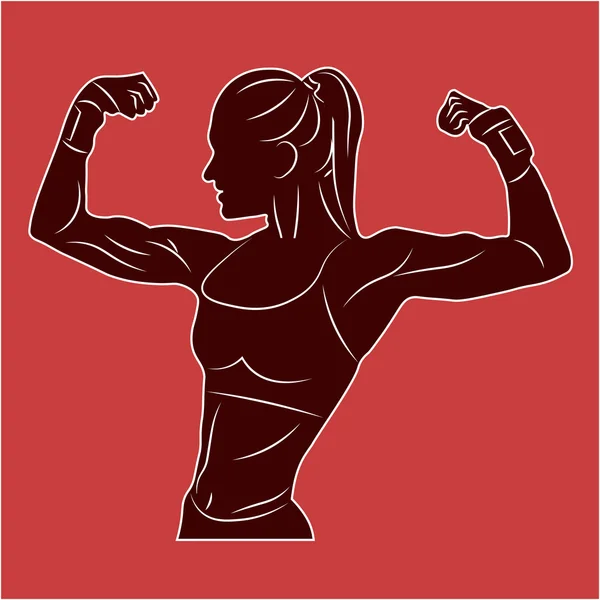 Fitness meisje schets rood — Stockvector