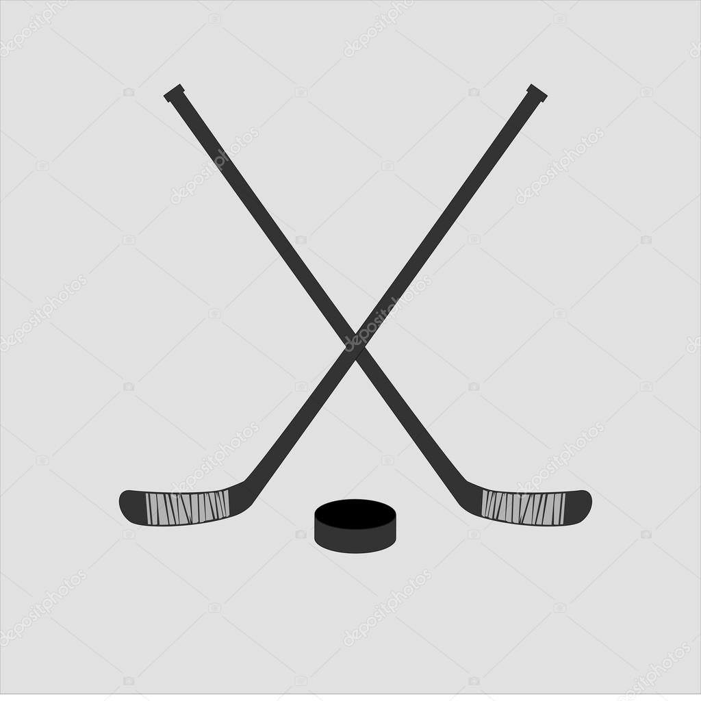 Hockey set icons on gray background