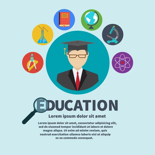 Iconos educación y ciencia — Vector de stock