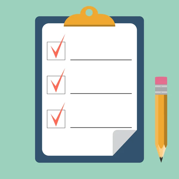 Appunti con checklist e matita — Vettoriale Stock
