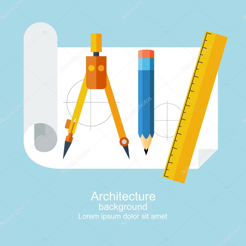 Architect drafting tools sketch Stock Vector by ©lhfgraphics 13889816