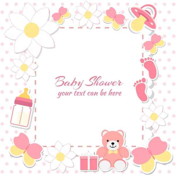 Menina do chuveiro do bebê, cartão de convite —  Vetores de Stock