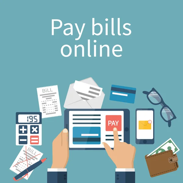 Pay bills online. — Stock Vector