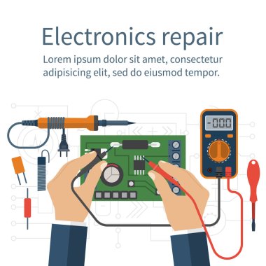 Electronics repair. Tester checking