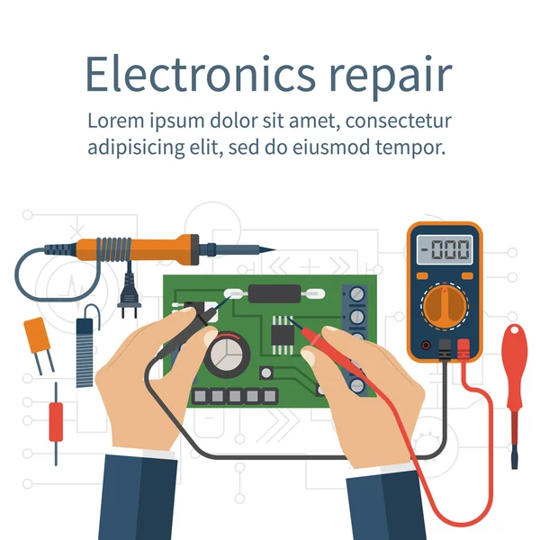 Reparación electrónica. Comprobación del probador — Vector de stock