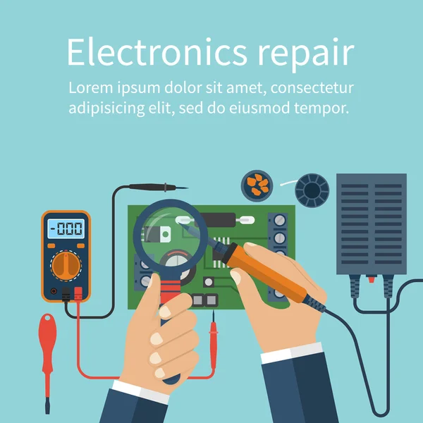 Elektronica repareren. Tech reparaties. — Stockvector