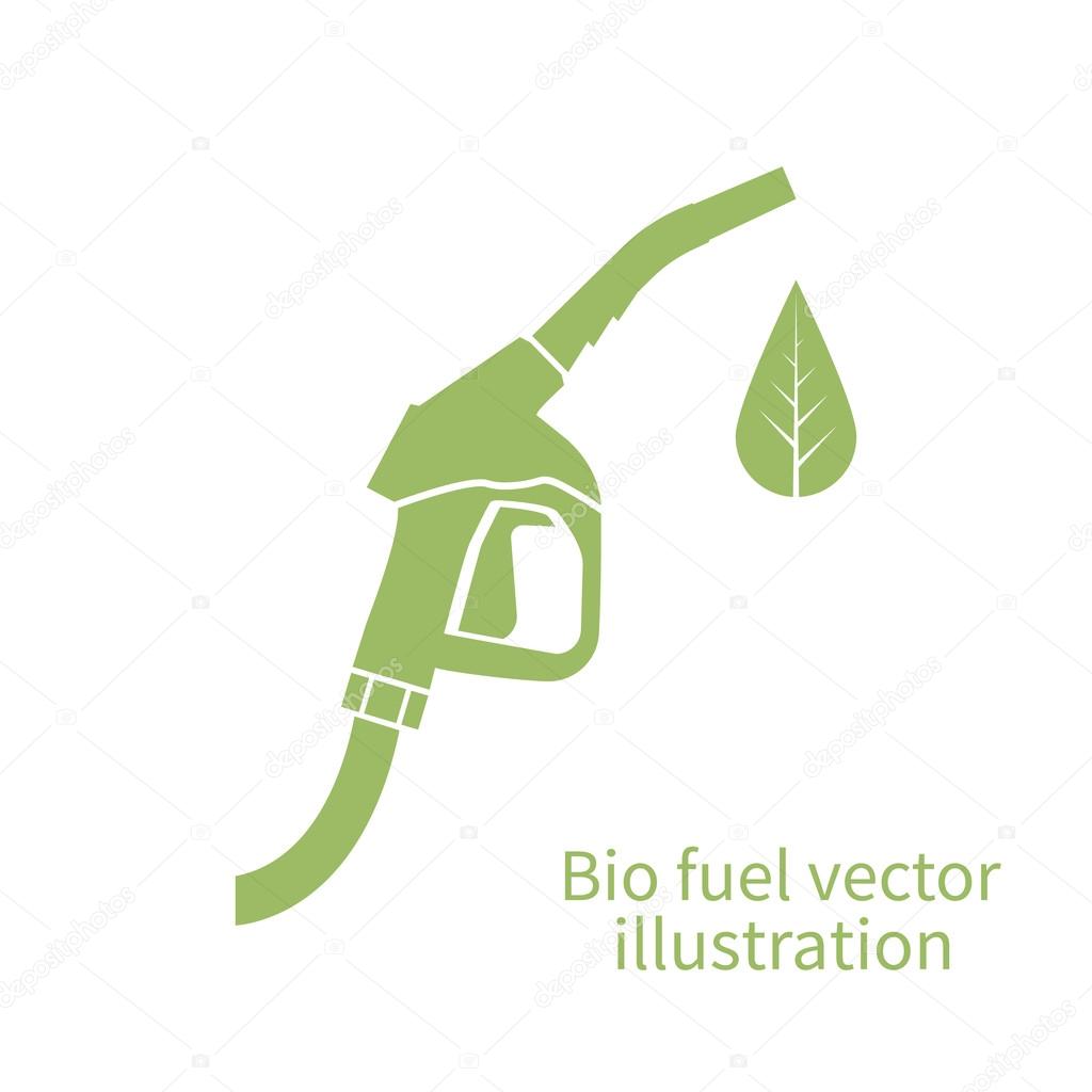 Bio fuel icon. Green eco fuel pump. Petrol station sign. Vector illustration. Ecological fuel concept. Gas station sign, logo. Sign of fuel pump with a green leaf. Eco fuel. Green, eco fuel.