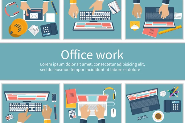 Office cubicles with people — Stock Vector