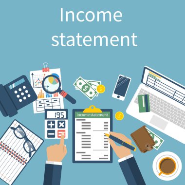 Income statement. Accounting clipart