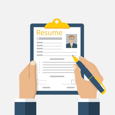 Resume form in the hands. clipart