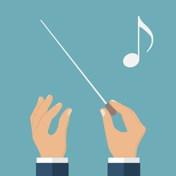 Hands of conductor orchestra — Stock Vector