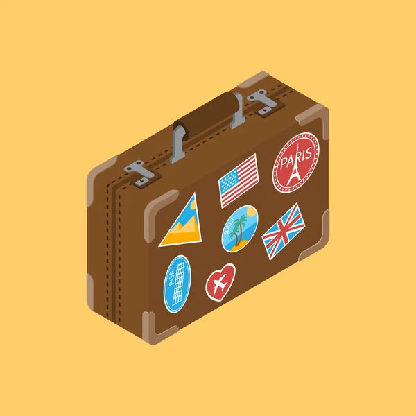 Подорожі валіза з наклейками — стоковий вектор