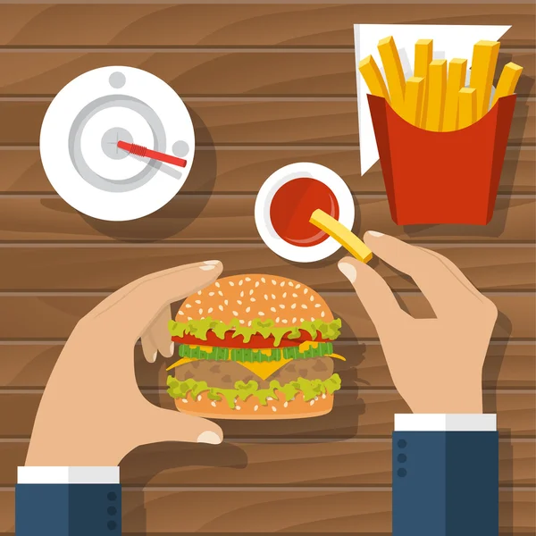 Comer hamburguesa, vector — Vector de stock