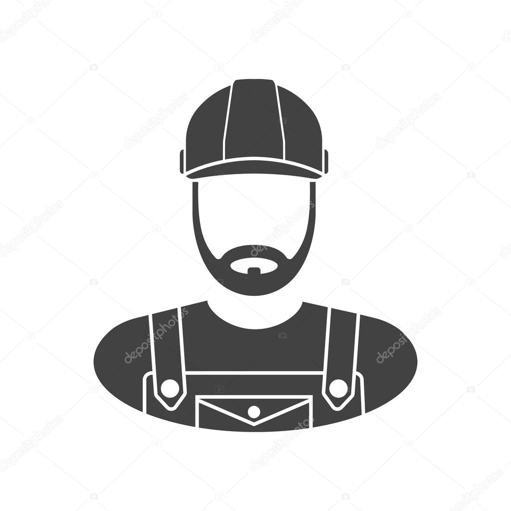 Worker icon vector. Construction worker icon. Worker icon isolated. Icon worker black on a white background. Vector illustration.