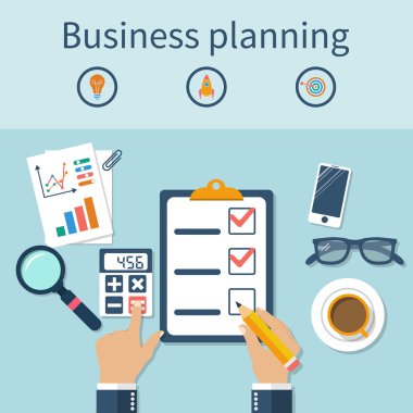 Tablo, eller iş adamı bir iş planı planlama
