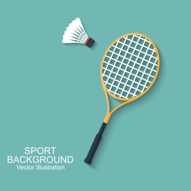 Badminton racket and shuttlecocks clipart
