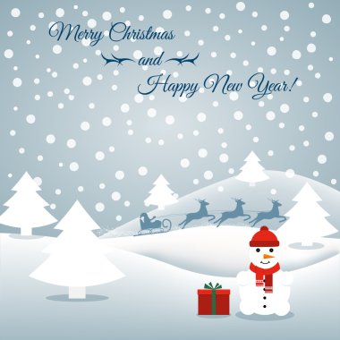 Bir kardan adam ve Noel Baba ile arka plan