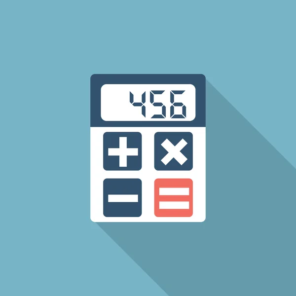 Icono de la calculadora, diseño plano con sombra larga — Vector de stock