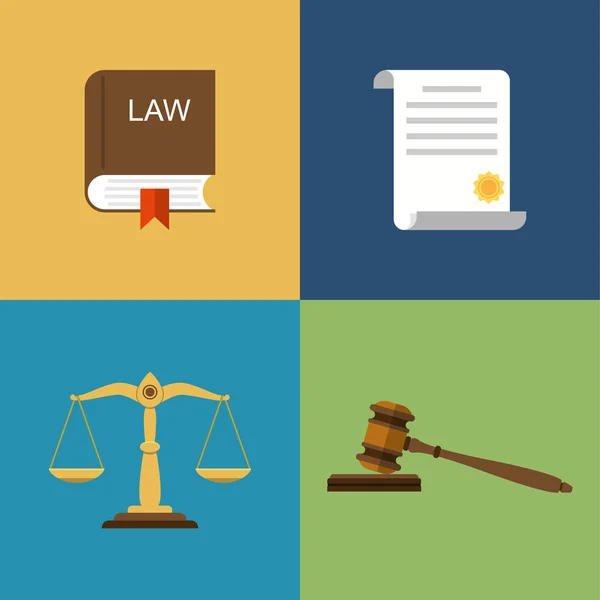 Set icons law and justice — Stock Vector