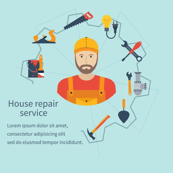 Huis reparatieservice. Reparateur — Stockvector