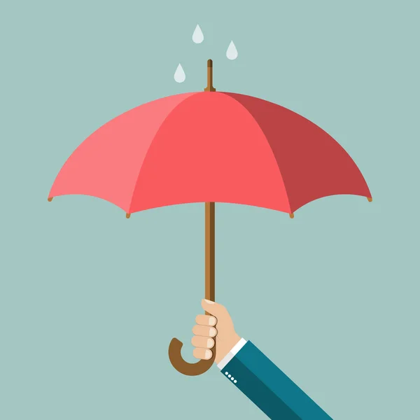 Mano del hombre sosteniendo un paraguas — Vector de stock