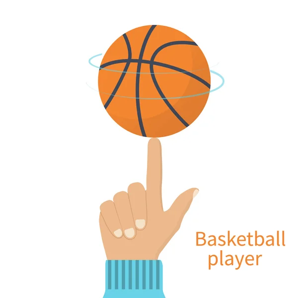 Basketbal speler draaiende bal — Stockvector
