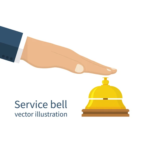 Manlig hand trycka service bell. — Stock vektor