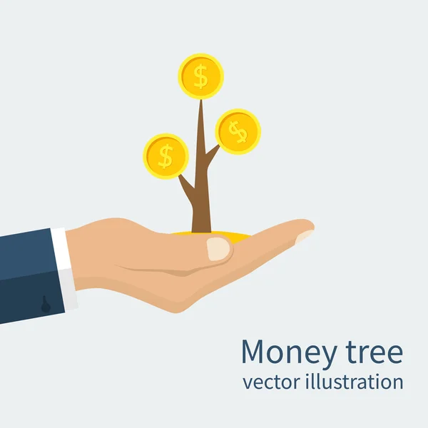 Руки тримають грошове дерево — стоковий вектор