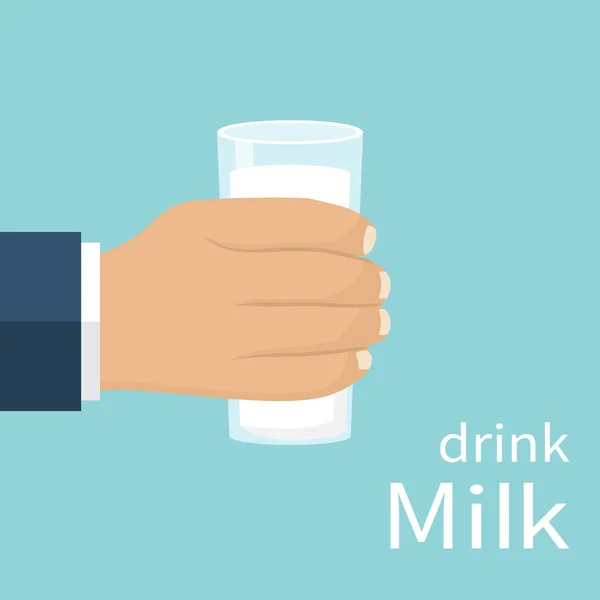 Glass of milk in hand — Stock Vector