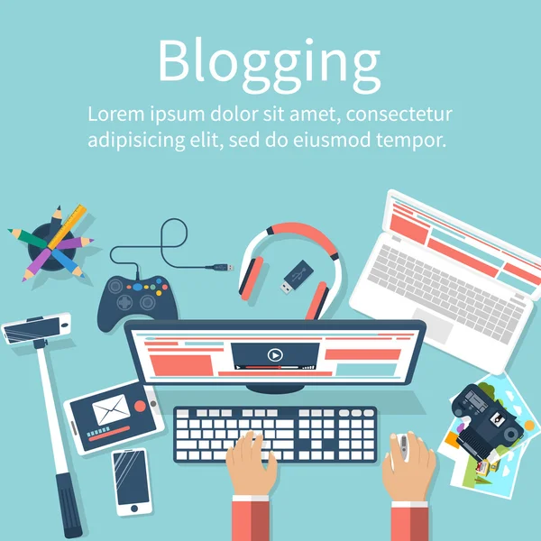 Conceito vetor blogging — Vetor de Stock